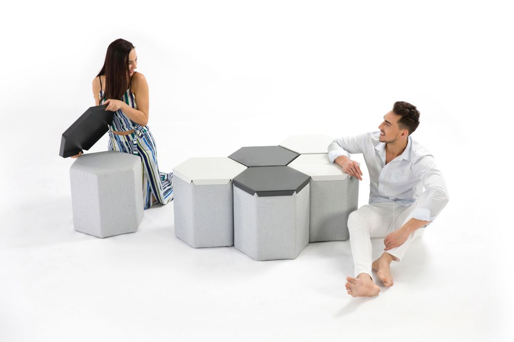 Outdoor decorative accessories - Pouf/side table with HEX top - COUTURE JARDIN