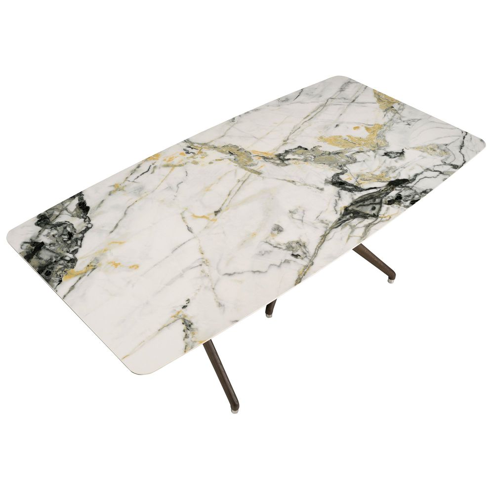 Dining Tables - Porcelain marble and dark walnut rectangular dining table - ANGEL CERDÁ