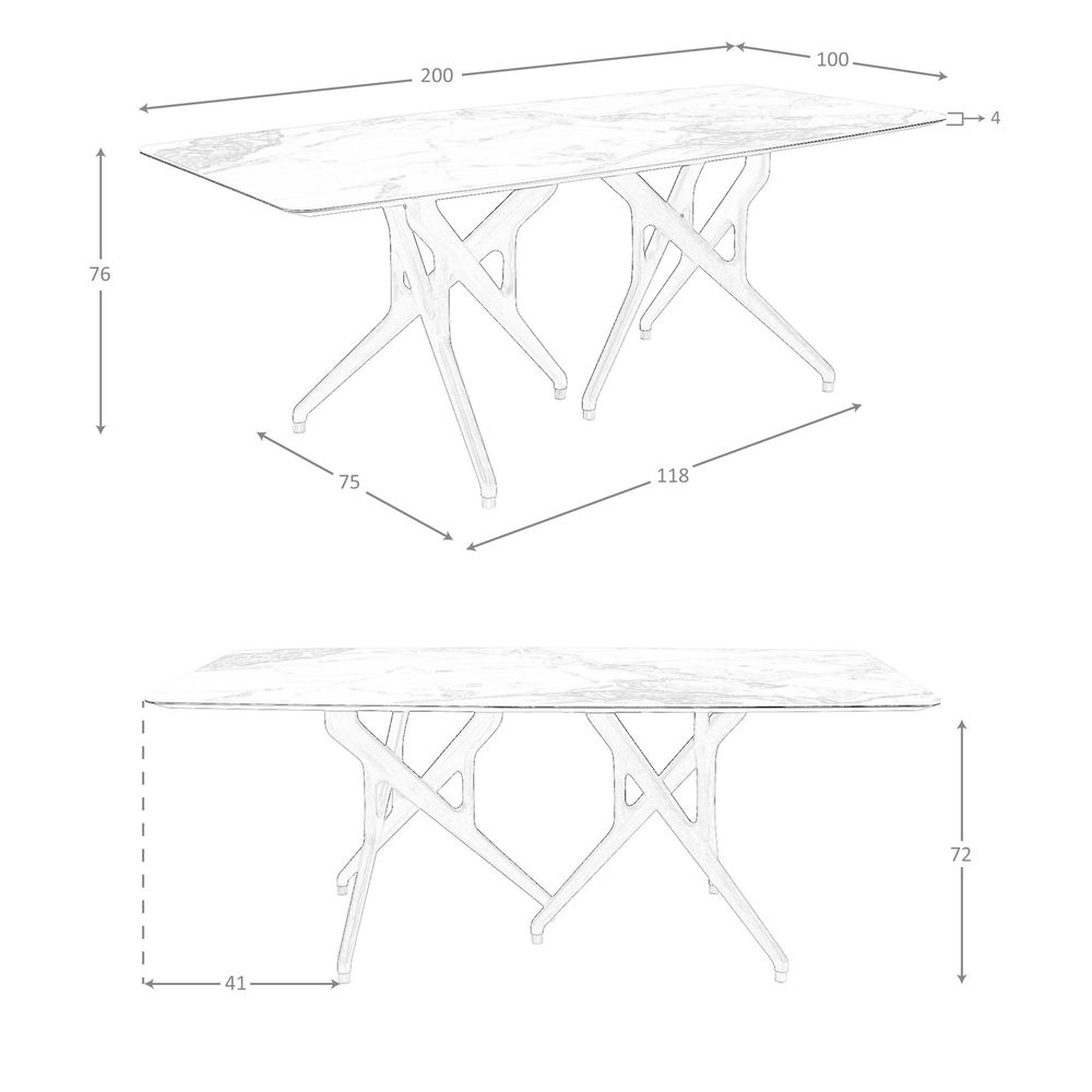 Dining Tables - Porcelain marble and dark walnut rectangular dining table - ANGEL CERDÁ