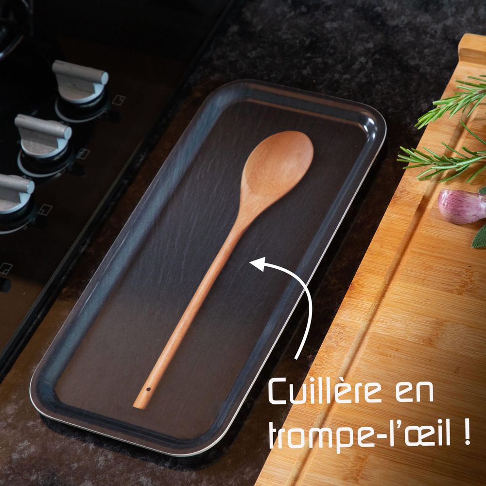 Ustensiles de cuisine - Plateau de service long en bois - Repose-cuillère 15x32 cm - MONBOPLATO