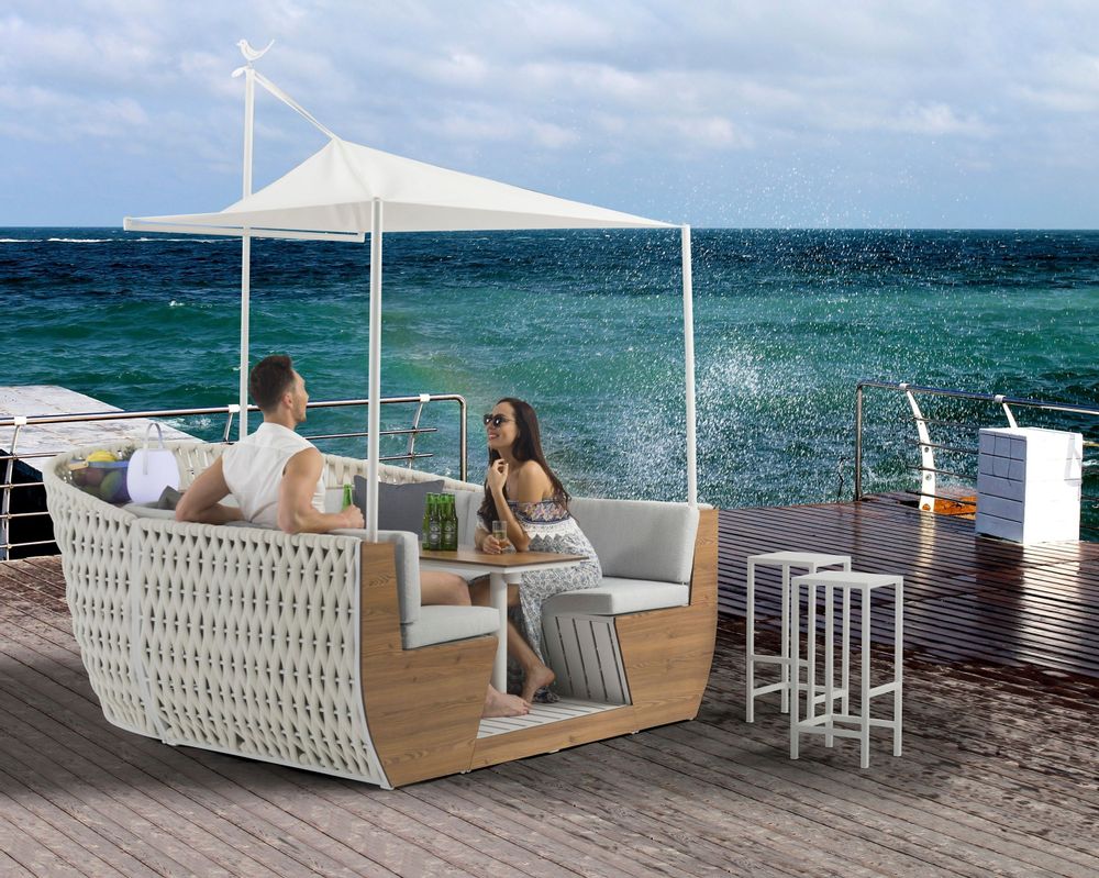 Lawn tables - CRUISE boat-shaped dining set - COUTURE JARDIN