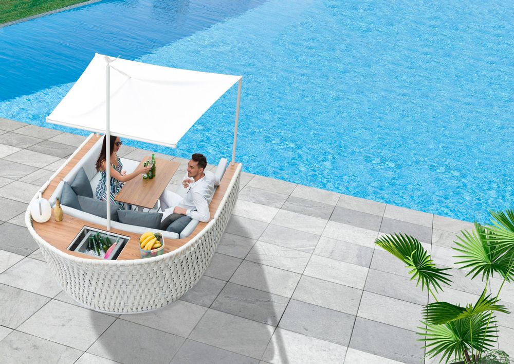 Lawn tables - CRUISE boat-shaped dining set - COUTURE JARDIN