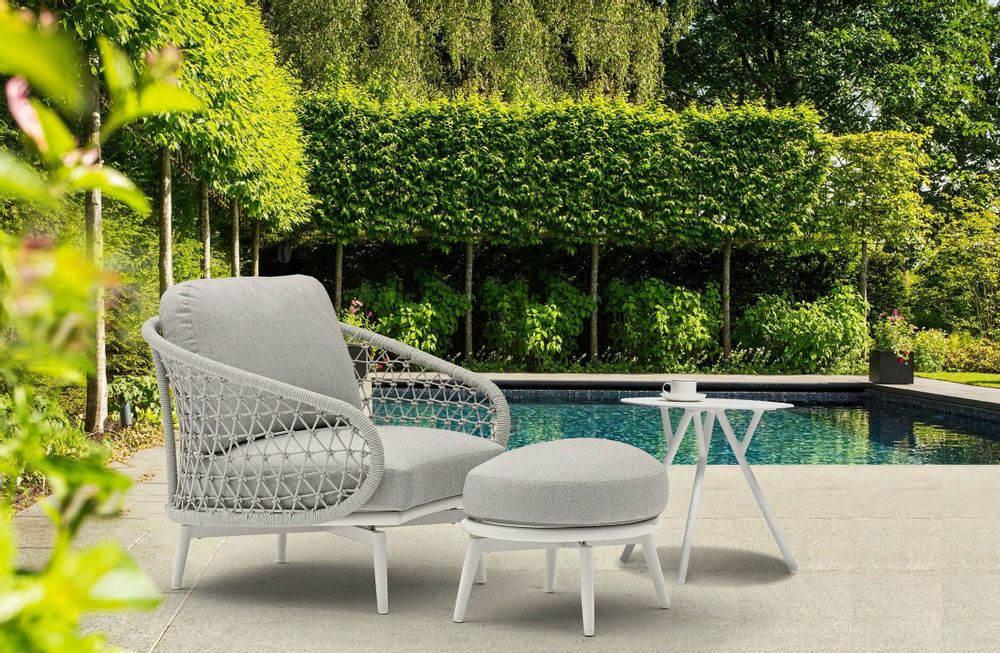Lawn sofas - Garden ottoman/footrest for CUDDLE armchair - COUTURE JARDIN