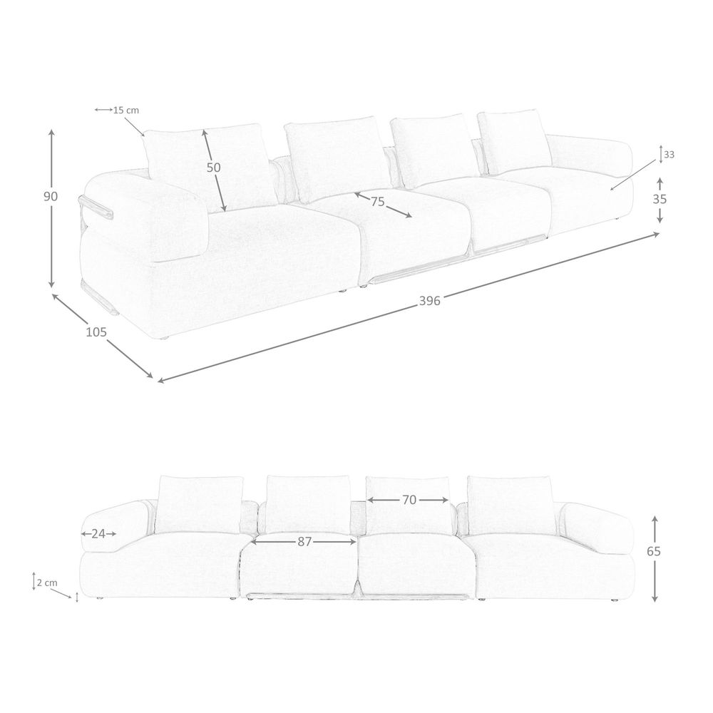 Sofas - 4 seater sofa in beige fabric - ANGEL CERDÁ