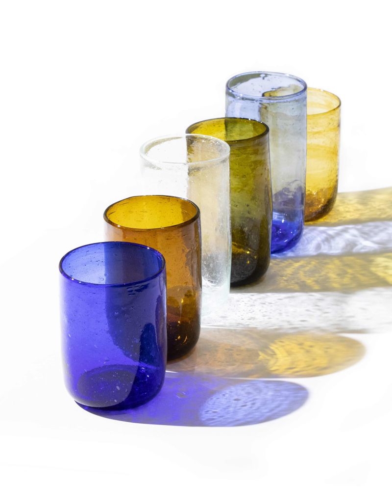 Verres - Verres à eau Dary - Ensemble de 6 verres recyclés — Fait main, coloré - MAISON ZOE