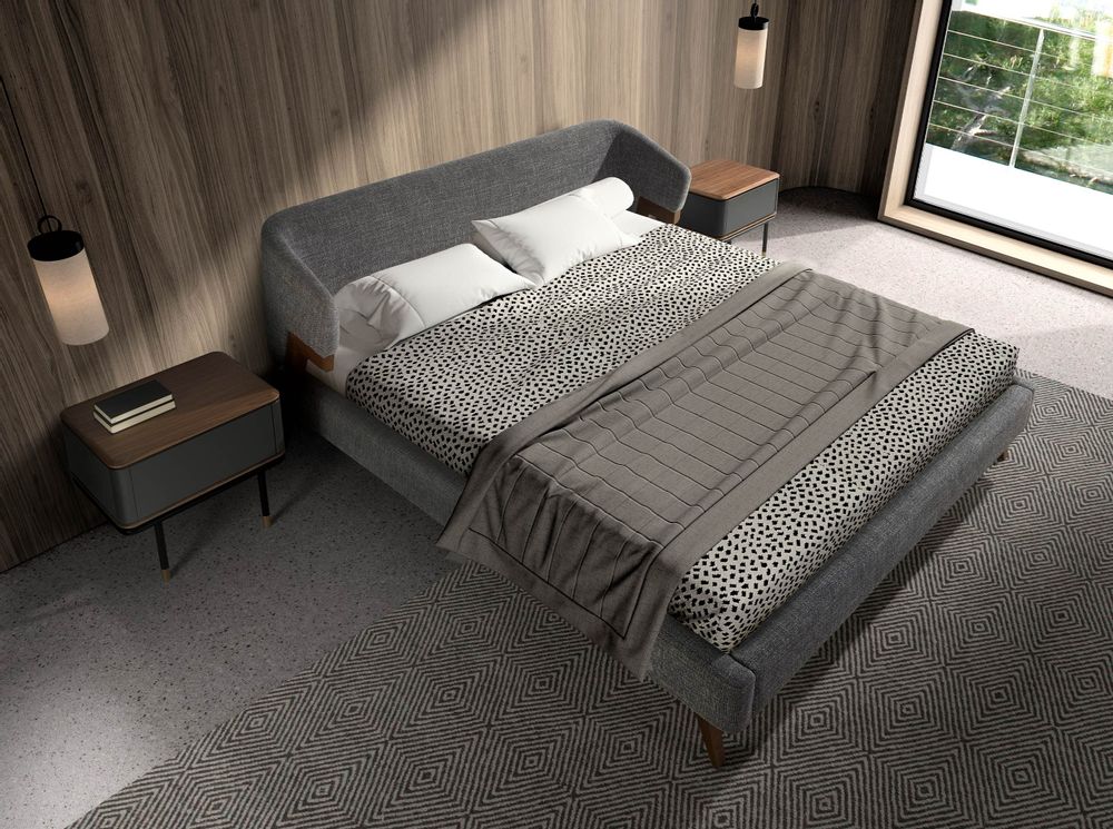 Beds - Grey fabric bed - ANGEL CERDÁ