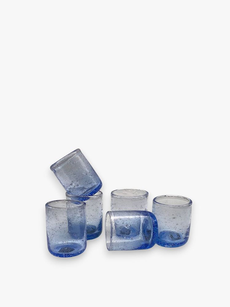 Glass - Set of 6 2cl Shots – Recycled Glass, blown with Unmatched details - MAISON ZOE