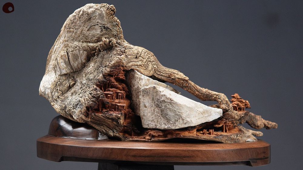 Unique pieces - Wood sculpture wrapped in stone - MÙ STUDIO