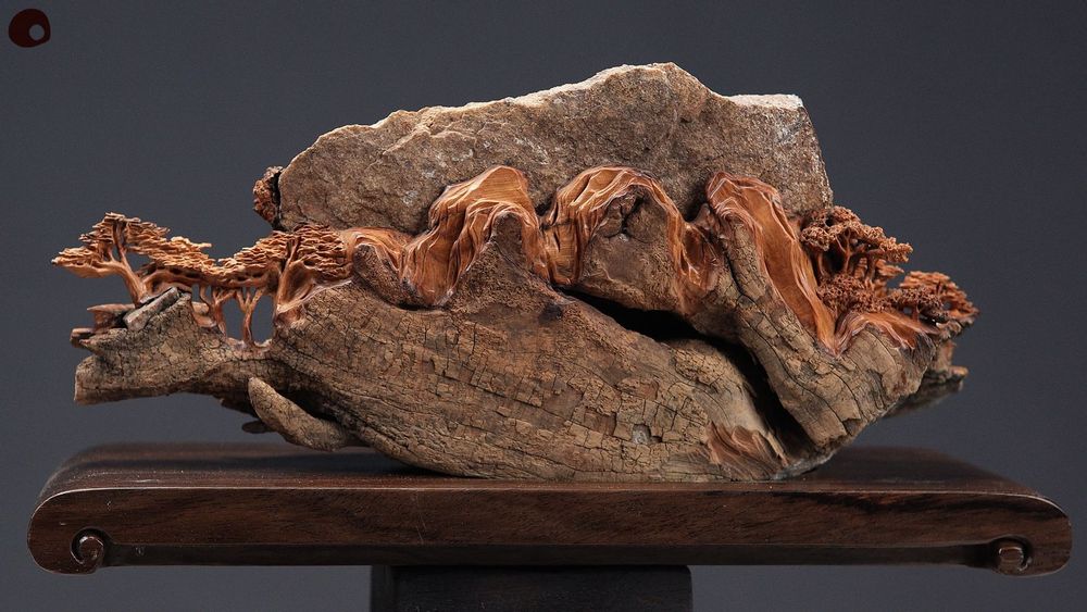 Unique pieces - Wood and stone sculpture - Hanging landscape - MÙ STUDIO