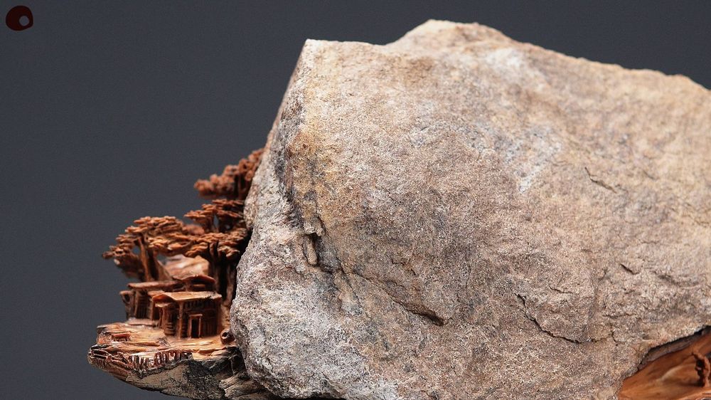 Unique pieces - Wood and stone sculpture - Hanging landscape - MÙ STUDIO