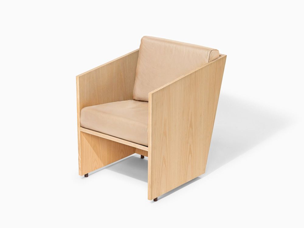 Office seating - Armchair in Ash Wood and Natural Leather - Álvaro Siza - MOR