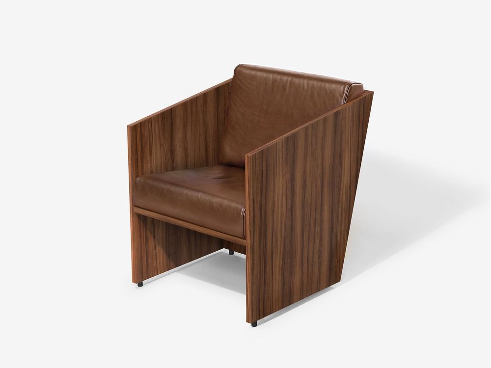 Office seating - Álvaro Siza Vieira - Armchair in Walnut Wood and Natural Leather - MOR