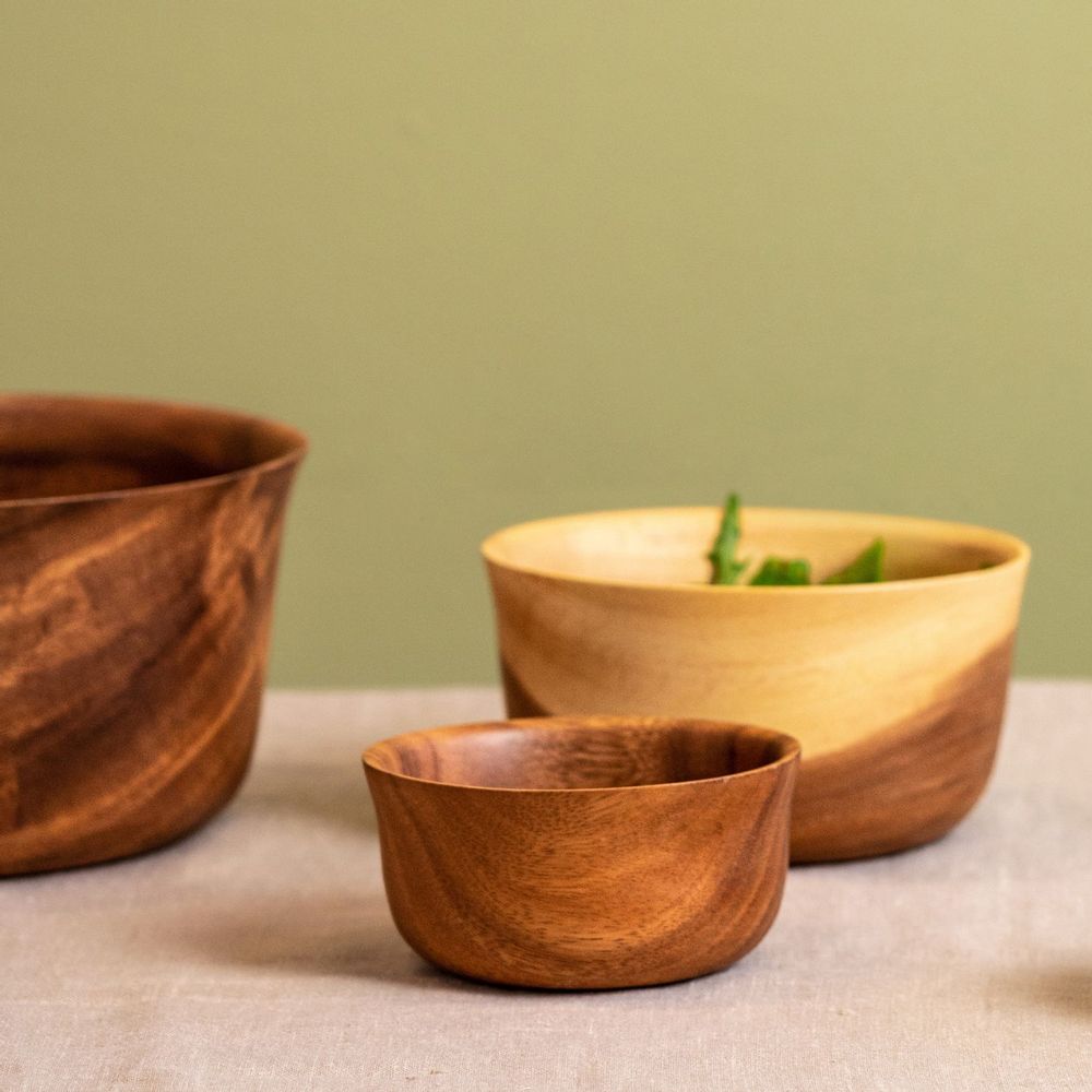 Bowls - Modern Japanese acacia bowls thin - KINTA