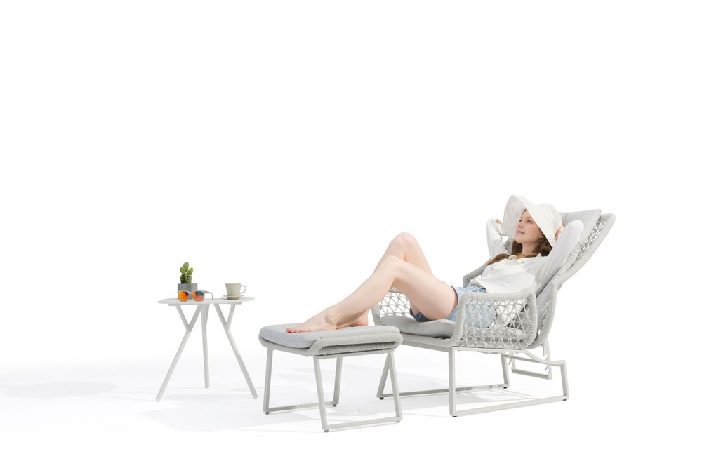 Fauteuils de jardin - Ensemble fauteuil inclinable DIVA avec pouf / repose-pieds - COUTURE JARDIN