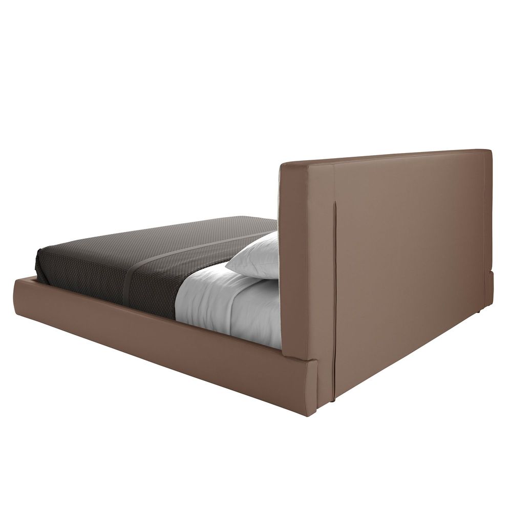 Beds - Brown fabric and brown eco-leather upholstered bed - ANGEL CERDÁ