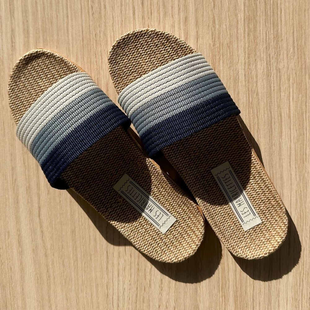 Shoes - LES MAURICETTES by Bénédicte, blue headband flip-flops - LES MAURICETTES