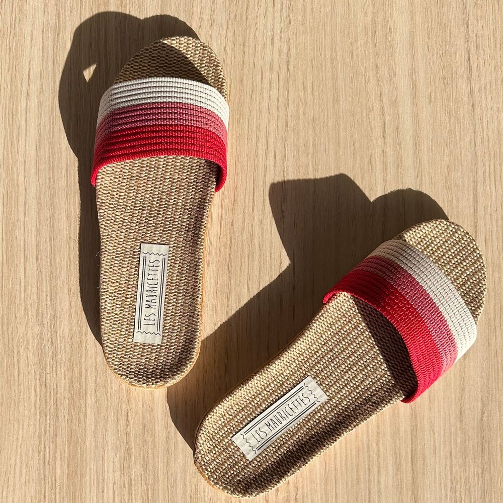Shoes - LES MAURICETTES by Blandine, light and soft red flip-flops - LES MAURICETTES