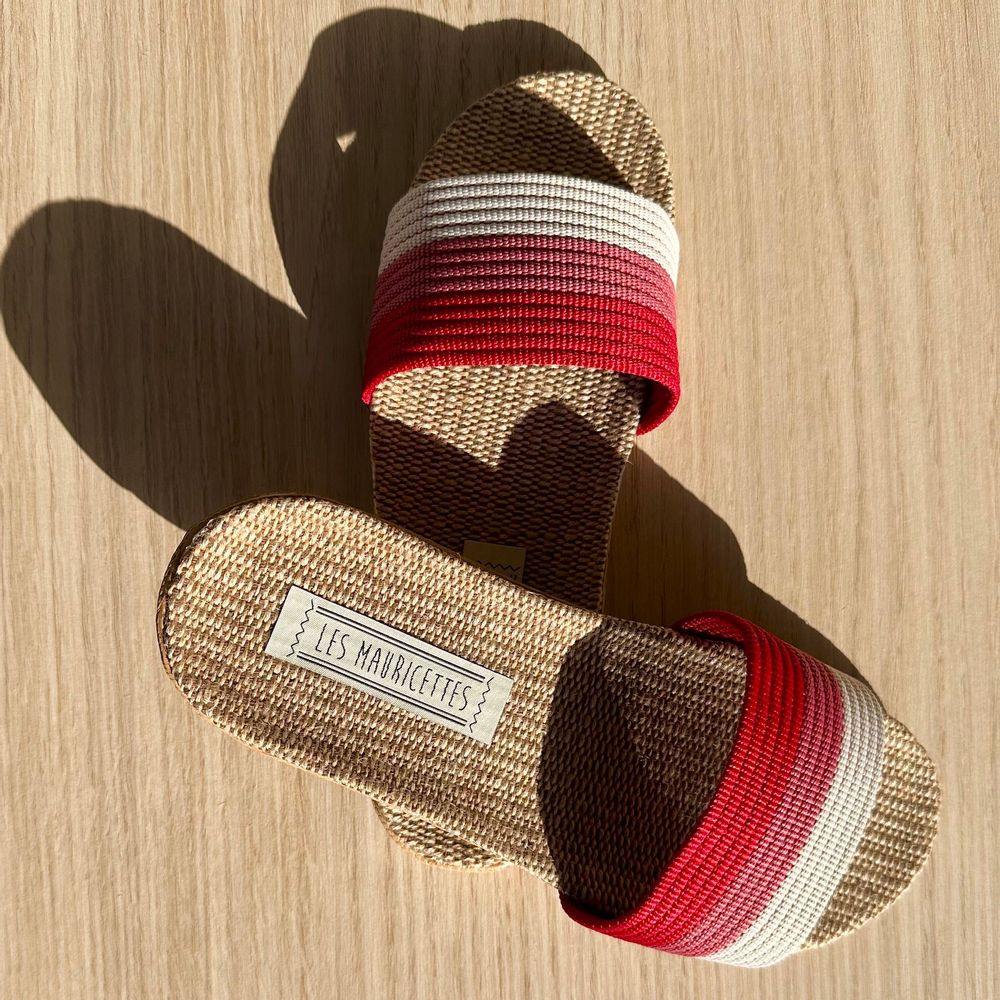 Shoes - LES MAURICETTES by Blandine, light and soft red flip-flops - LES MAURICETTES