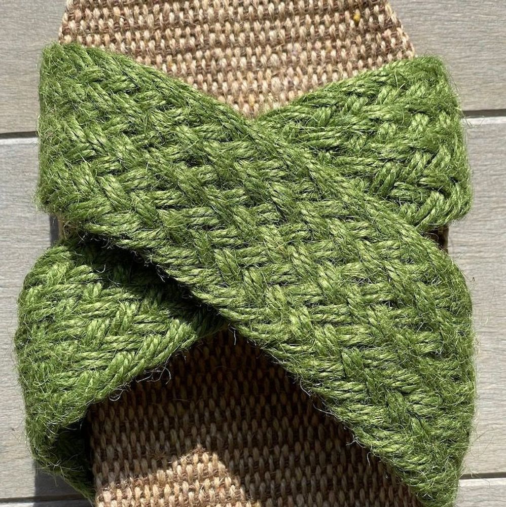 Shoes - LES MAURICETTES by Suzette, green rope flip-flops - LES MAURICETTES