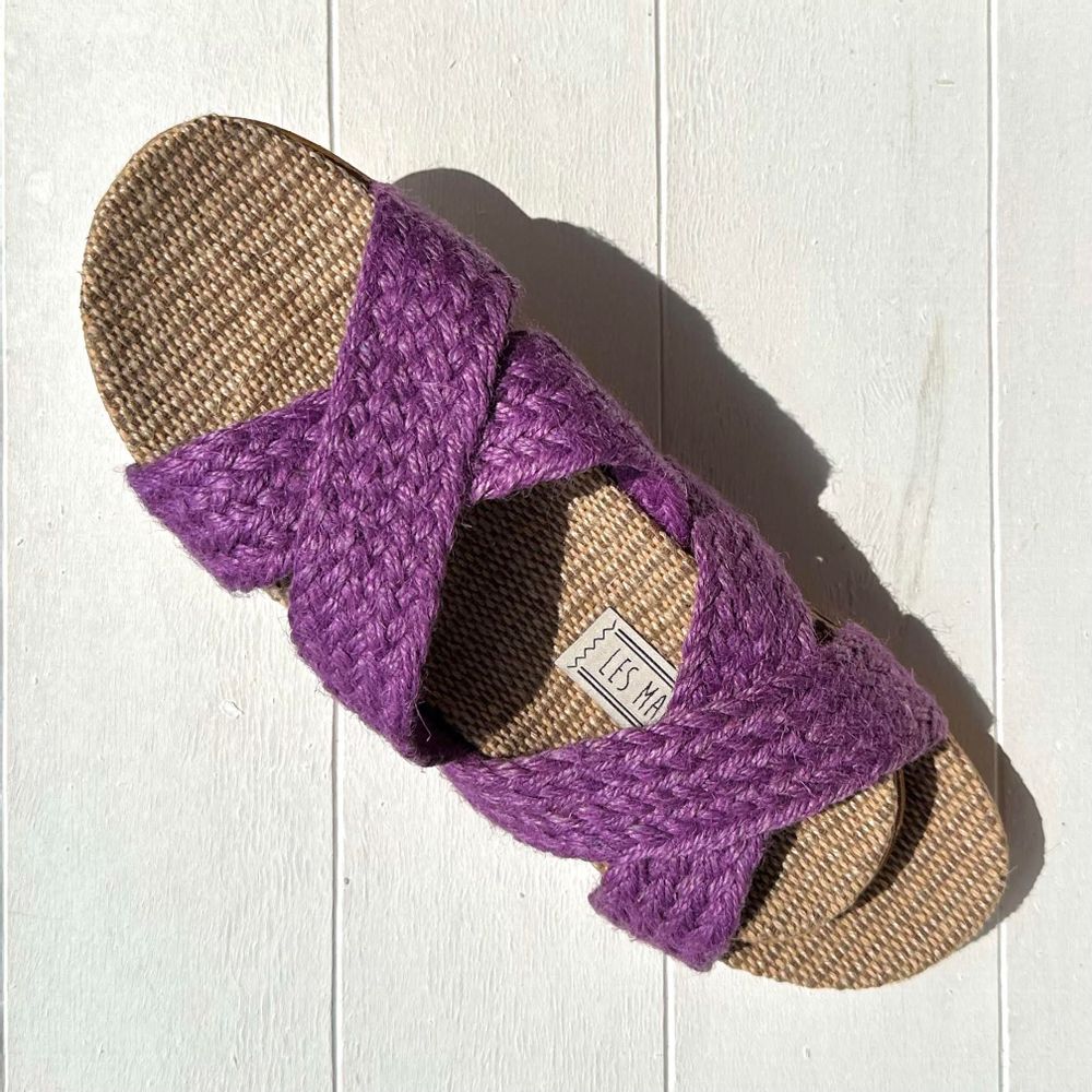 Shoes - LES MAURICETTES d'Eulalie, purple rope flip-flops - LES MAURICETTES