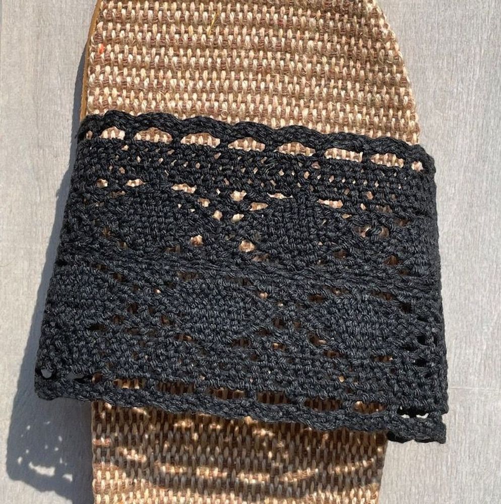 Shoes - LES MAURICETTES by Jeannette, light black crochet flip-flops - LES MAURICETTES