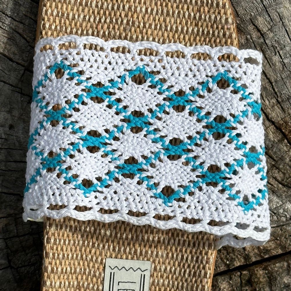 Loungewear - LES MAURICETTES by Candice, light turquoise crochet flip-flops - LES MAURICETTES