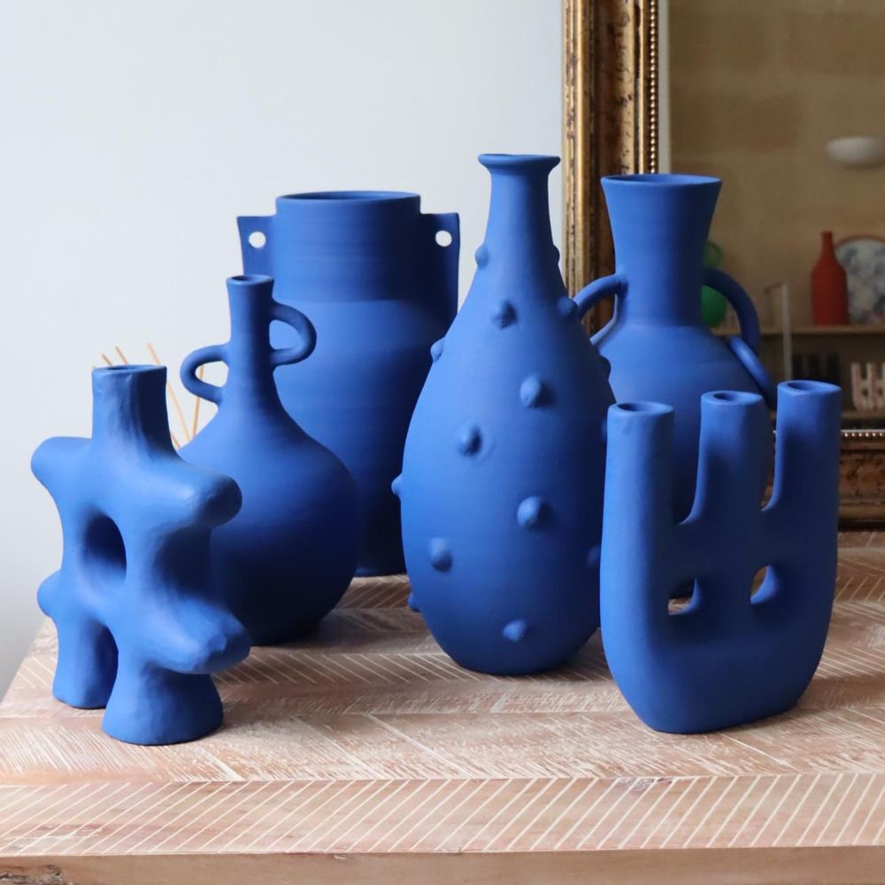 Vases - Zilil Vase - Matt Blue - MAISON MARMOL