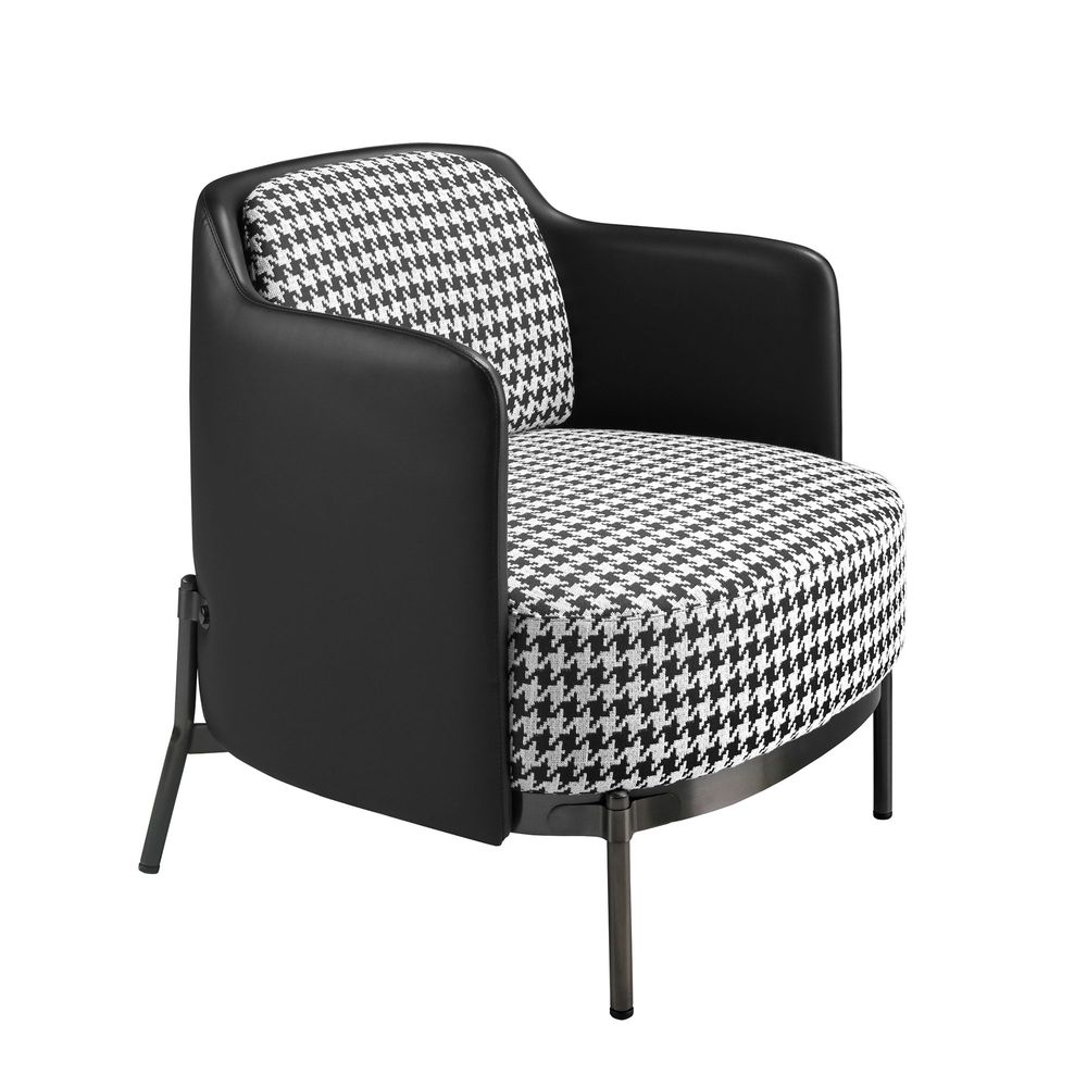 Fauteuils - Fauteuil en tissu noir et blanc et similicuir noir - ANGEL CERDÁ
