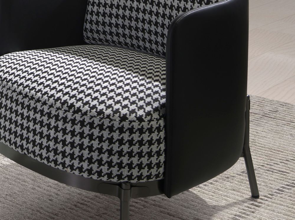 Fauteuils - Fauteuil en tissu noir et blanc et similicuir noir - ANGEL CERDÁ