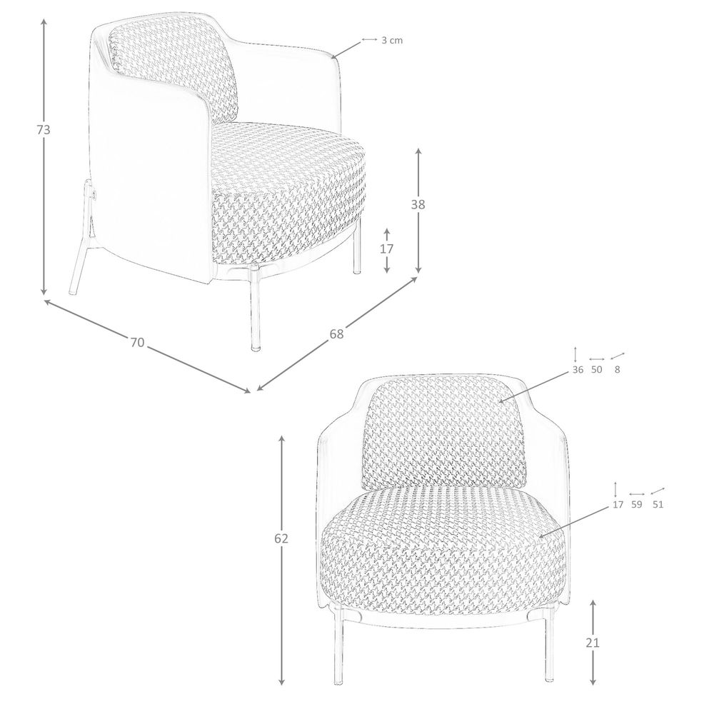 Fauteuils - Fauteuil en tissu noir et blanc et similicuir noir - ANGEL CERDÁ