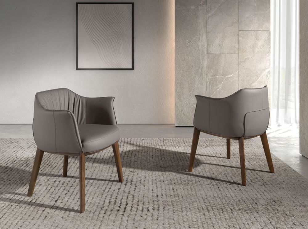 Chaises - Chaise en simili-cuir grise - ANGEL CERDÁ