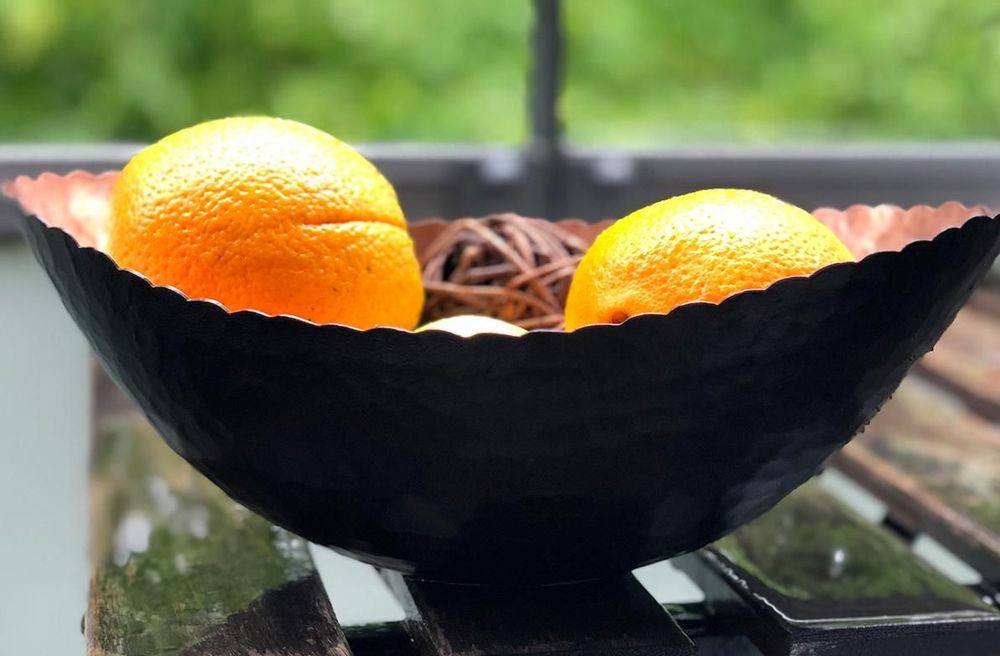 Bowls - Decorative Arched Bowl – Red Copper - Retro Finish/Black - hammered - MAISON ZOE