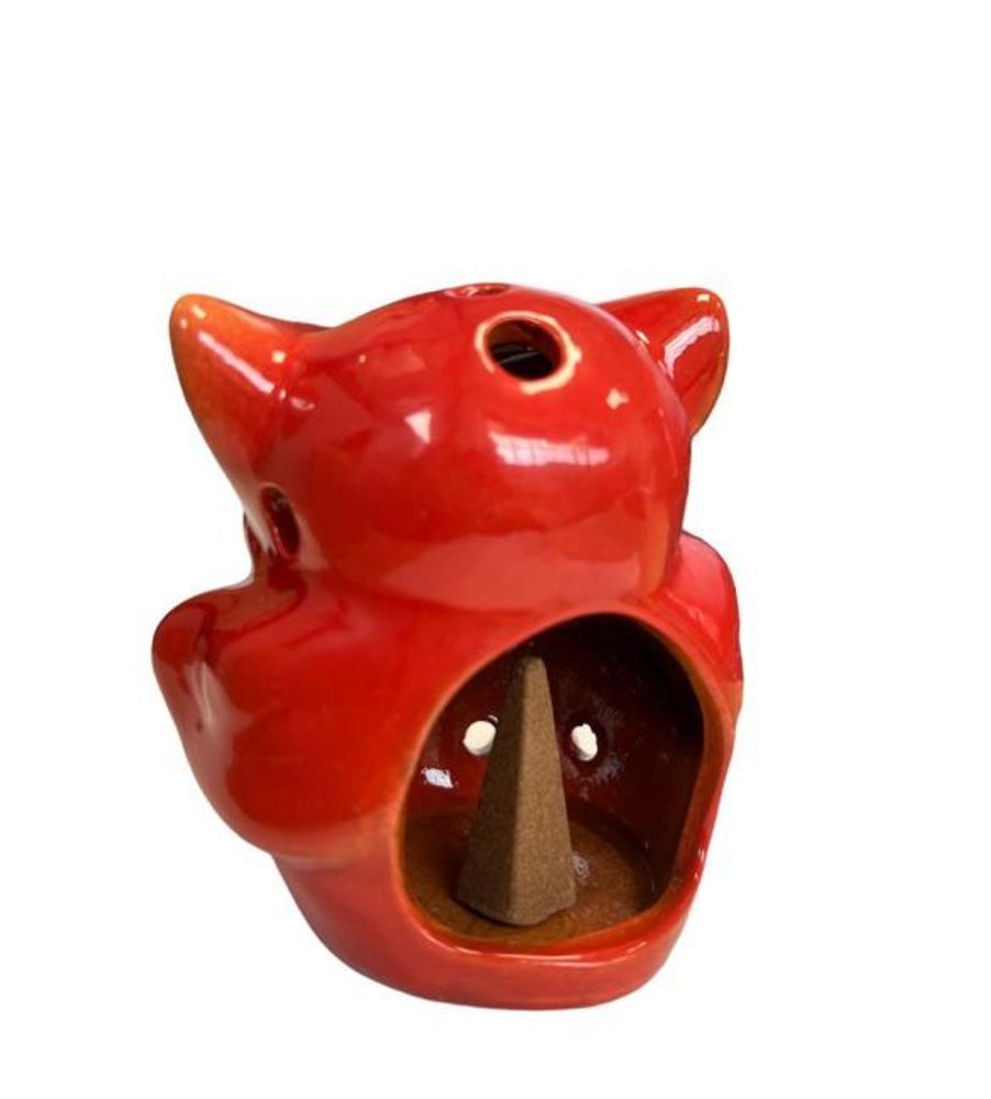 Bougeoirs et photophores  - Bougeoir Hibou Rouge 10cm - ARABESK