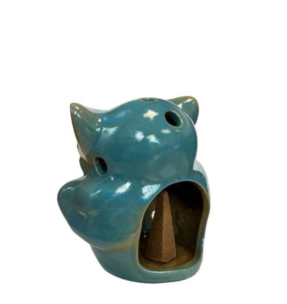 Bougeoirs et photophores  - Bougeoir Hibou Bleu 10cm - ARABESK