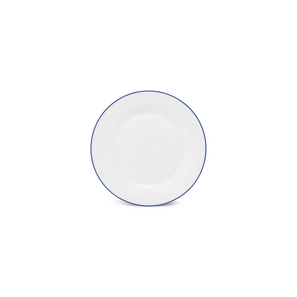 Everyday plates - Flat plate 27cm blue rim Basic White - BONBISTRO
