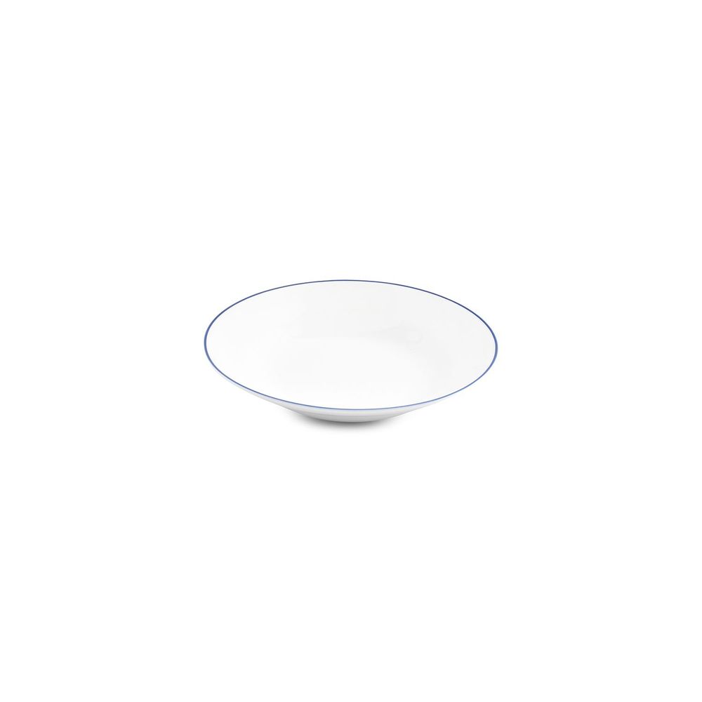 Everyday plates - Deep plate 23xH4cm blue rim Basic White - BONBISTRO