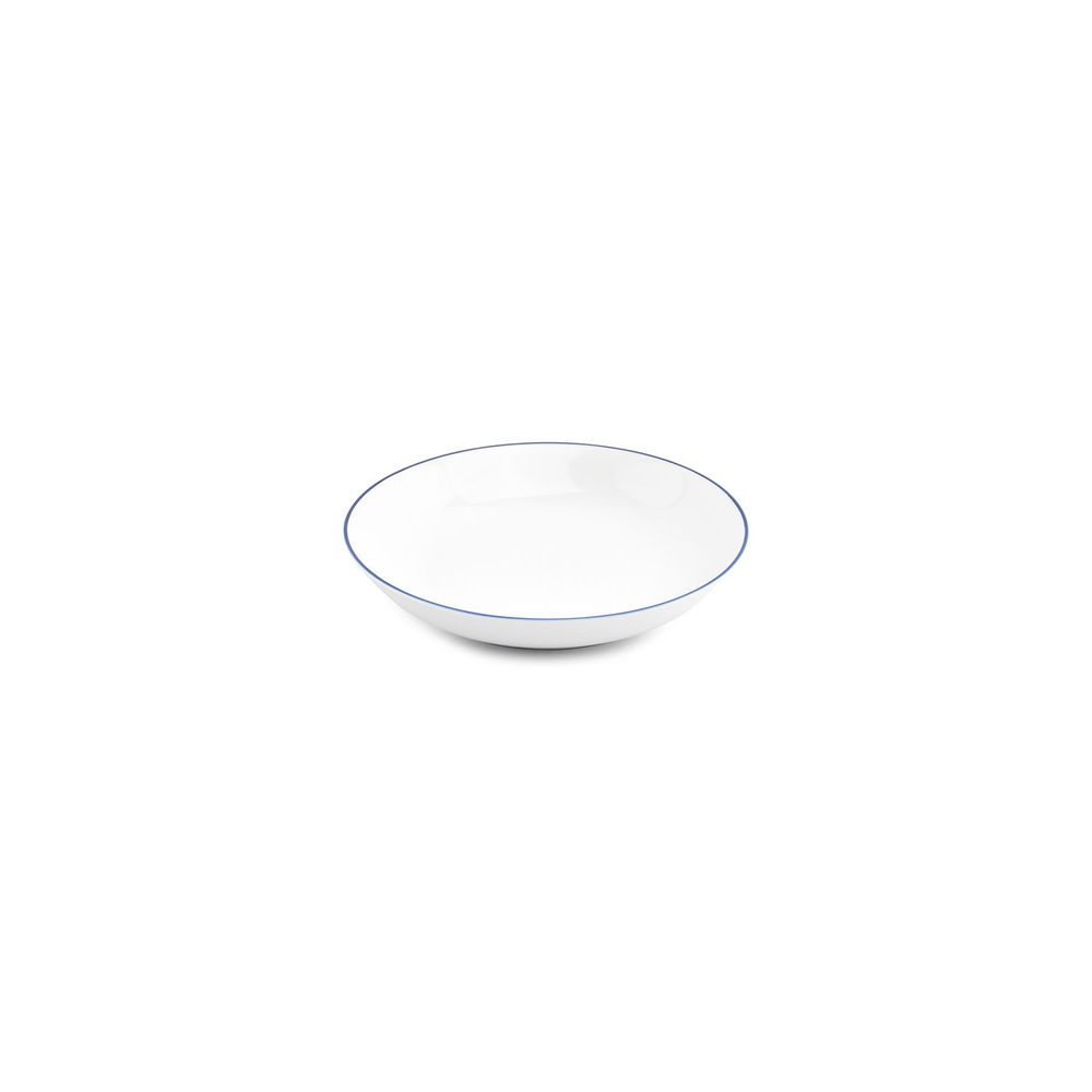 Everyday plates - Deep plate 21xH4cm blue rim cut Basic White - BONBISTRO