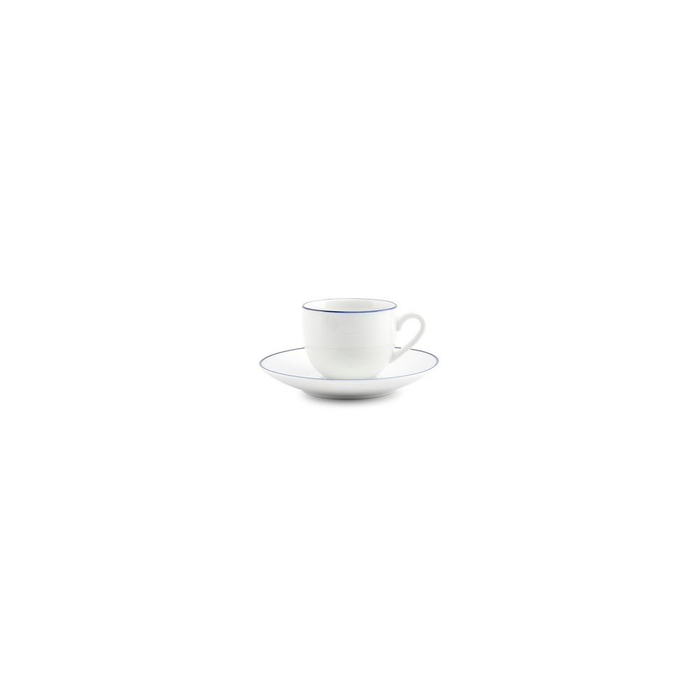 Platter and bowls - Mocha saucer 12.5cm blue rim Basic White - BONBISTRO