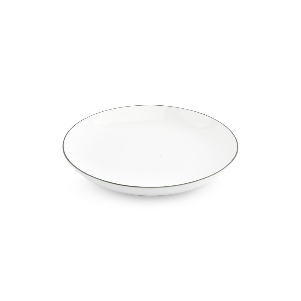 Platter and bowls - Bowl 27xH4cm green rim bowl Basic White - BONBISTRO