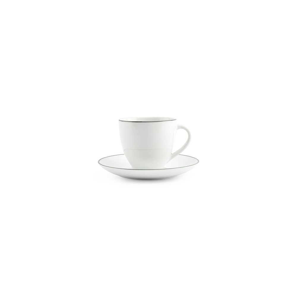 Platter and bowls - Saucer 14.5cm green rim Basic White - BONBISTRO