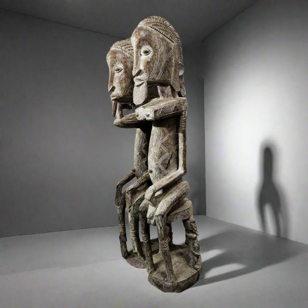 Sculptures, statuettes et miniatures - Très grande statue de couple primordial Dogon en bois - QUINTESSENCE AFRICAINE