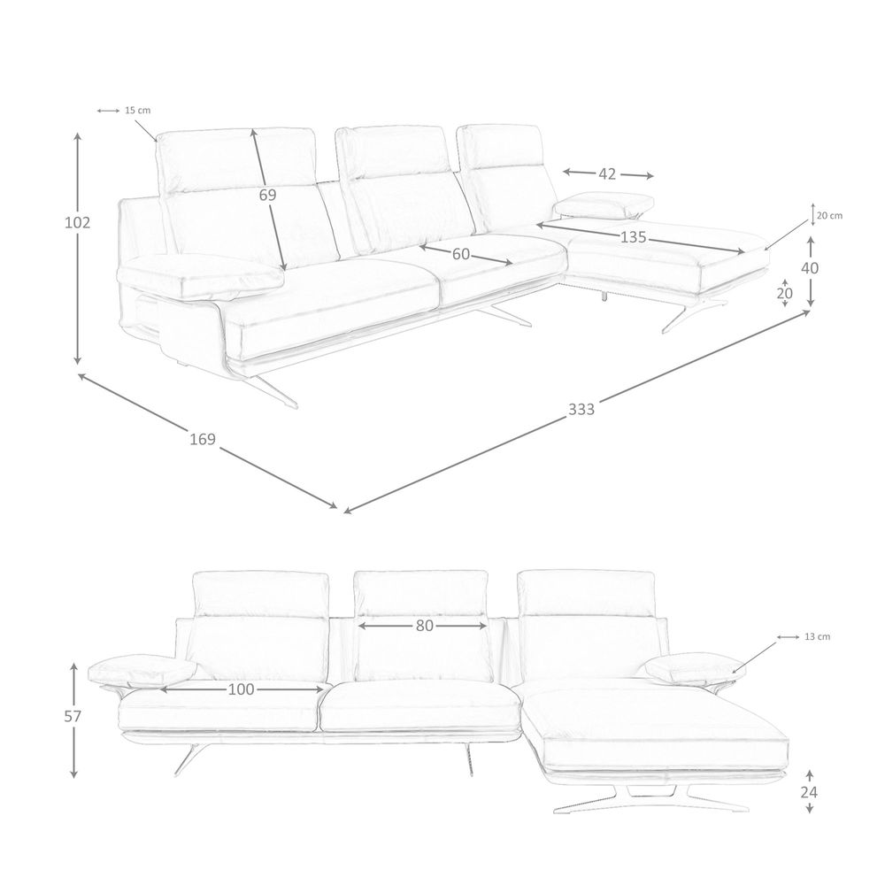 Sofas - Right chaise longue sofa in brown terracotta leather - ANGEL CERDÁ
