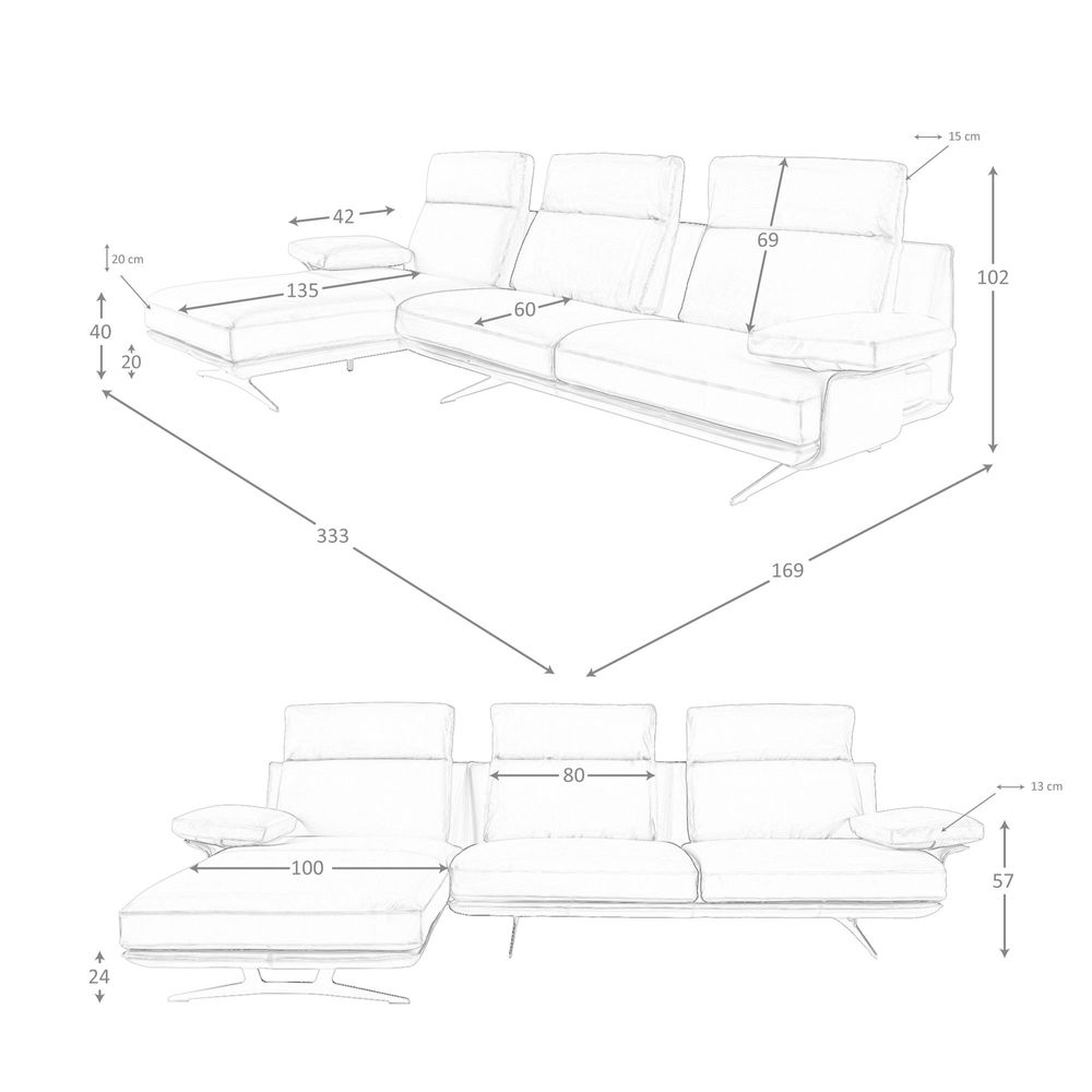 Sofas - Left chaise longue sofa in terracotta brown leather - ANGEL CERDÁ