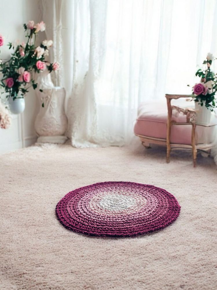 Contemporary carpets - Dublin Rug – Beige/Rose Finish - Polychrome Crocheted - elegant 85cm - MAISON ZOE