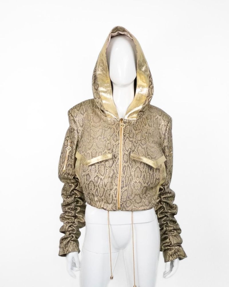 Apparel - Jacket STELLAR LEATHER Gold snake print - MONYER