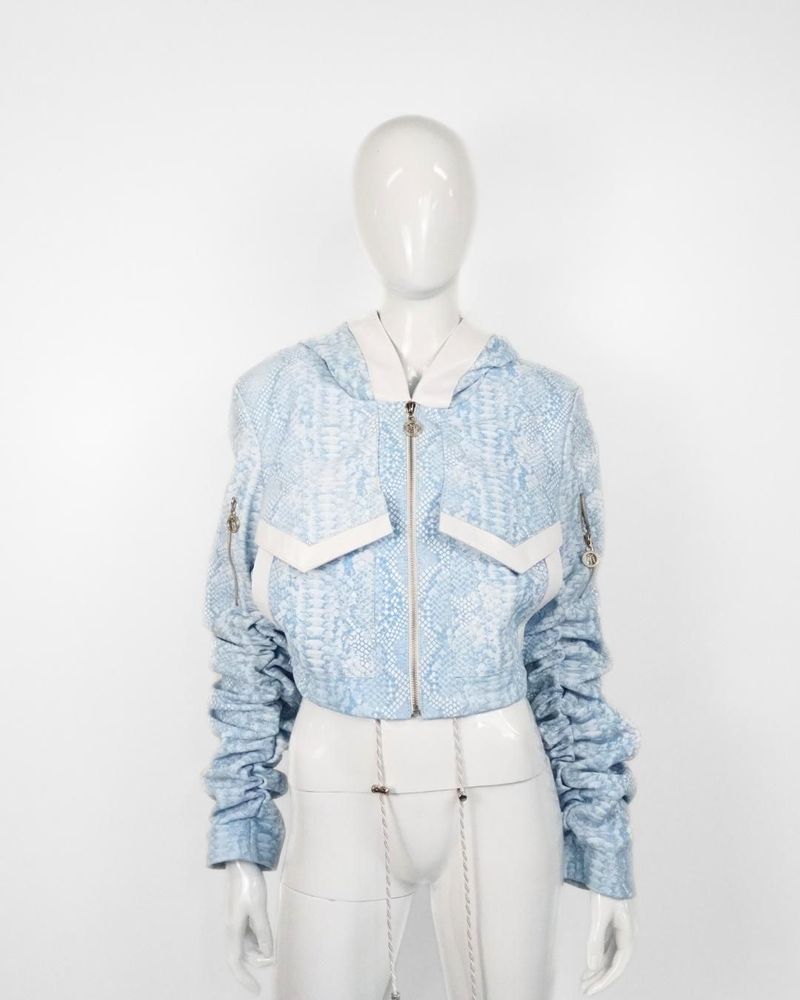 Prêt-à-porter - Jacket STELLAR LEATHER Sky snake print - handcrafted - MONYER