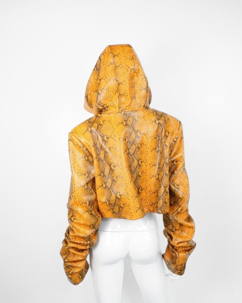 Apparel - Jacket STELLAR LEATHER Ochre snake print- handcrafted - MONYER