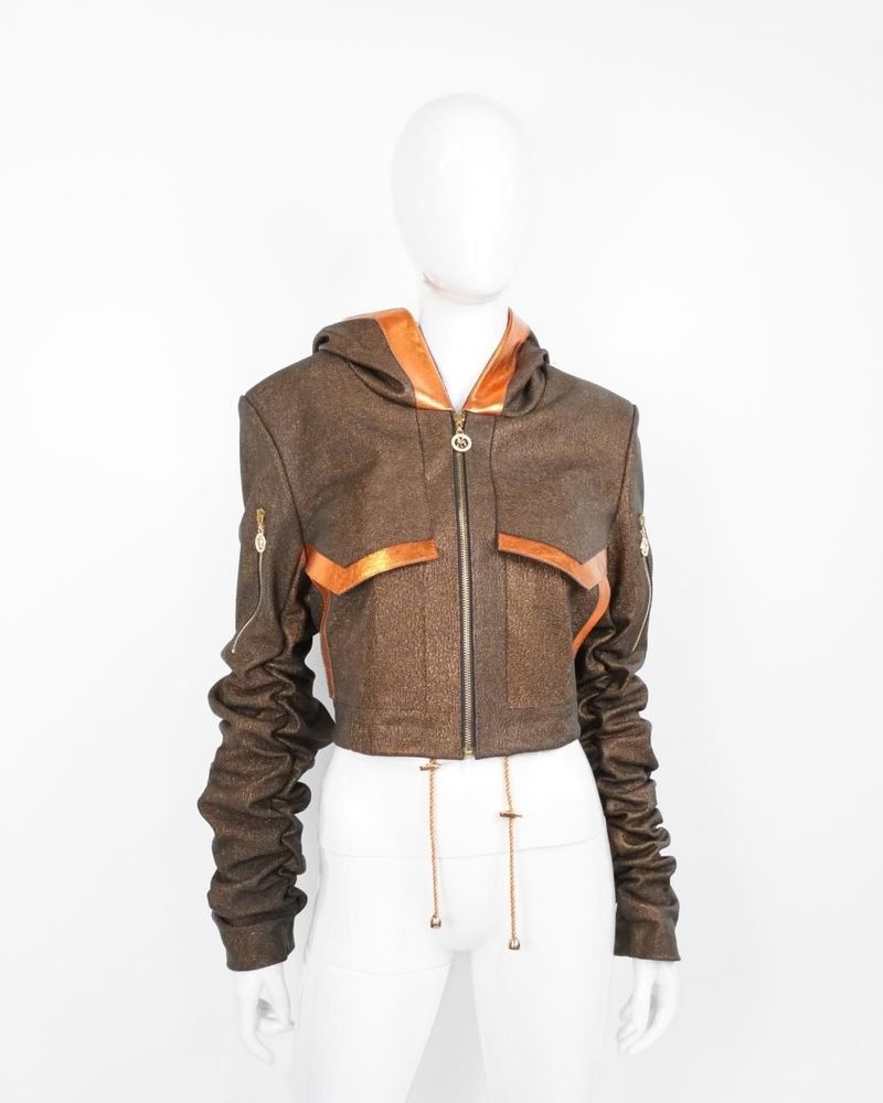 Prêt-à-porter - Jacket STELLAR LEATHER Chocolate orange -HANDCRAFTED - MONYER