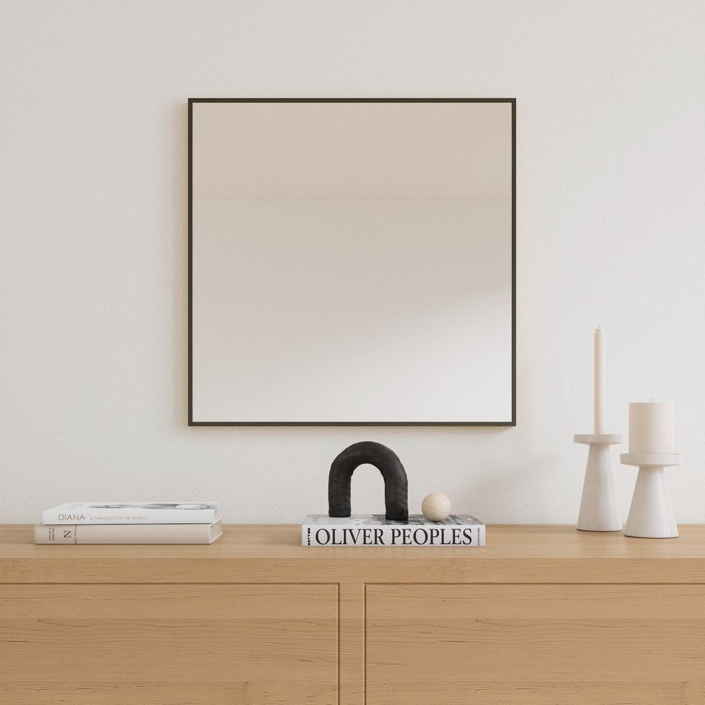 Mirrors - Small Wall Mirror With Black Frame (50x50cm) - SCANDINAVIAN GLASSFACTORY