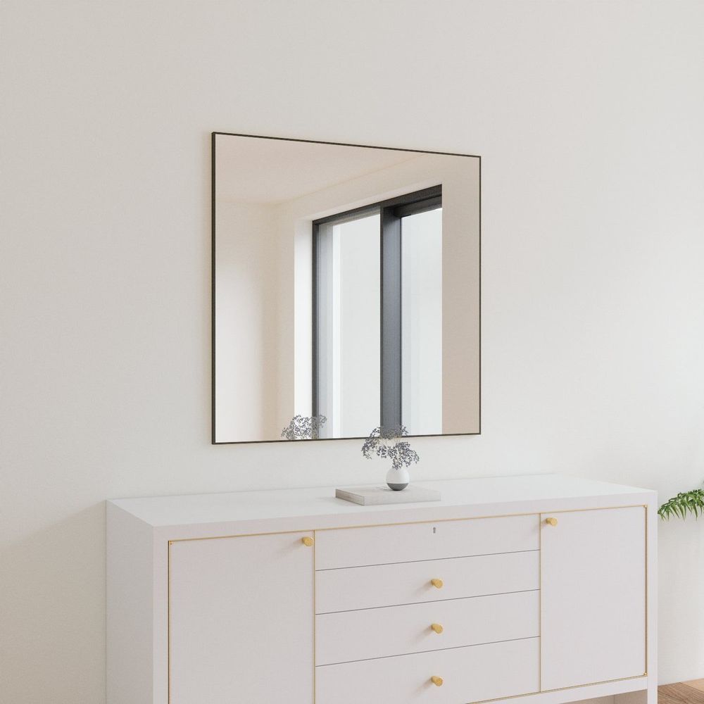 Miroirs - Miroir mural avec cadre noir (100x100cm) - SCANDINAVIAN GLASSFACTORY